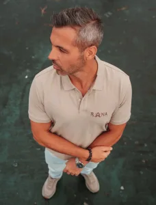 Polo eco-responsável em malha piqué de homem